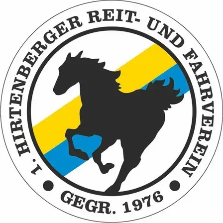 Logo eines Reit- und Fahrvereins mit einem galoppierenden Pferd und den Worten Reit- und Fahrverein sowie dem Jahr 1976.