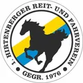 Logo eines Reit- und Fahrvereins mit einem galoppierenden Pferd und den Worten Reit- und Fahrverein sowie dem Jahr 1976.