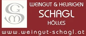 Das rote Logo für Weingut & Heurigen Schagl Hölles, mit stilisierten 'S' und 'M' und einer Website-Adresse unten.