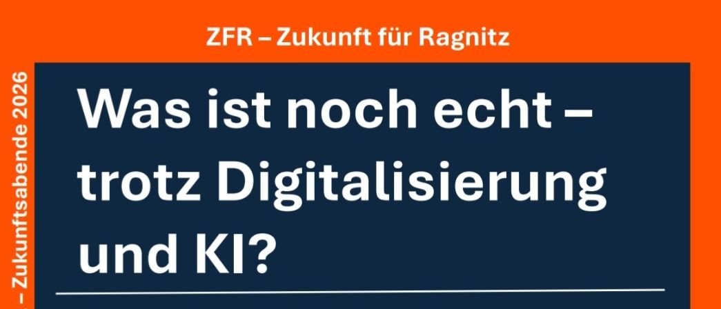 Plakat über einen Vortrag am 26. Mai 2026 mit Berndt Hambock, der Themen wie Fake-Inhalte, soziale Medien und Datennutzung behandelt.