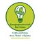 Ein grünes kreisförmiges Logo mit einer Glühbirne und Blättern darin, der Text lautet 'Energiegemeinschaft Bad Vöslau' und 'Naturstrom aus Bad Vöslau', mit einem Website-Link.