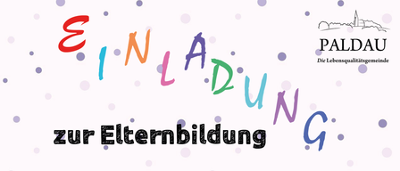 Ein Bild mit 'N L A D U N' in verschiedenen Farben auf einem weißen Hintergrund mit lila Punkten. Darunter steht das Wort 'terbildung' in Schwarz.