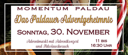Werbeanzeige für Waldauer Adventgeh, einen Markt mit Adventkonzert und Nikolausbesuch am 30. November.