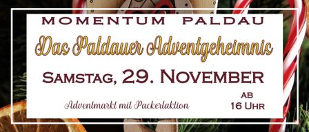 Plakat für das Waldauer Advent-Event am 29. November. Zeigt traditionelle Holzspielzeuge und festliche Dekoration. Der Text lautet 'Waldauer Advent' und 'Markt mit Packerlacktion'.