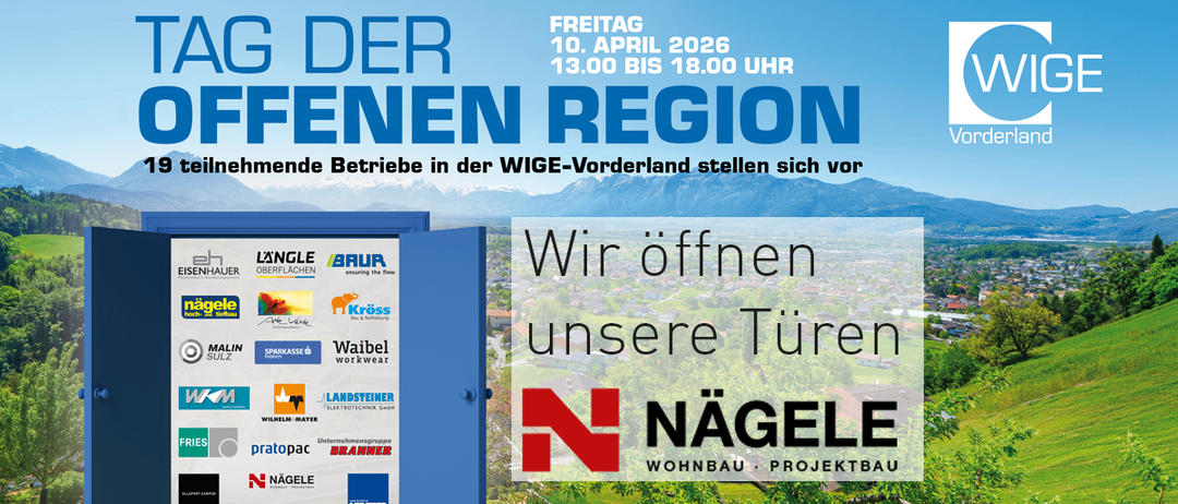 Tag der offenen Region am 10. April 2026, von 13:00 bis 18:00 Uhr. Teilnehmende Unternehmen in der WIGE-Region öffnen ihre Türen.