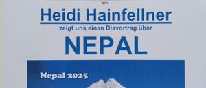 Plakat für einen Seniorenabend im Prigglitz Gemeindehaus am 2. Juni 2026. Heidi Hainfellner wird einen Vortrag über Nepal halten.