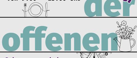 Plakat mit Ankündigung offener Tage für das Jahr 2026, einschließlich eines Samstag-Workshops von 9:00 bis 13:00 Uhr und Freitag-Workshops am 21. November 2025 und 30. Januar 2026, jeweils von 14:30 bis 18:00 Uhr. Anmeldung erforderlich.