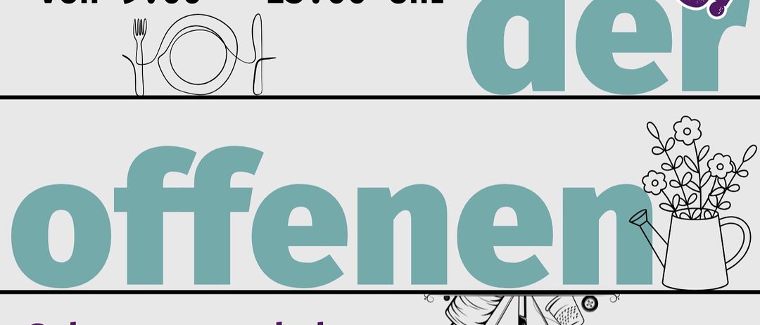 Plakat mit Ankündigung offener Tage für das Jahr 2026, einschließlich eines Samstag-Workshops von 9:00 bis 13:00 Uhr und Freitag-Workshops am 21. November 2025 und 30. Januar 2026, jeweils von 14:30 bis 18:00 Uhr. Anmeldung erforderlich.