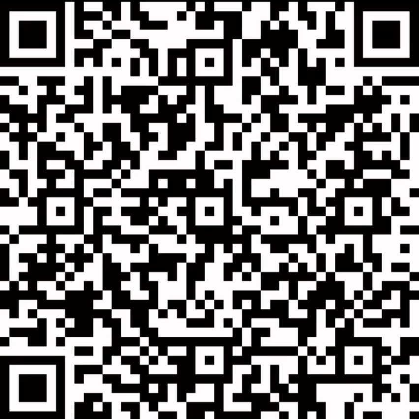 Schwarz-weißer QR-Code mit einem Gittermuster aus kleinen Quadraten. Die Quadrate wechseln sich in der Farbe zwischen schwarz und weiß ab.