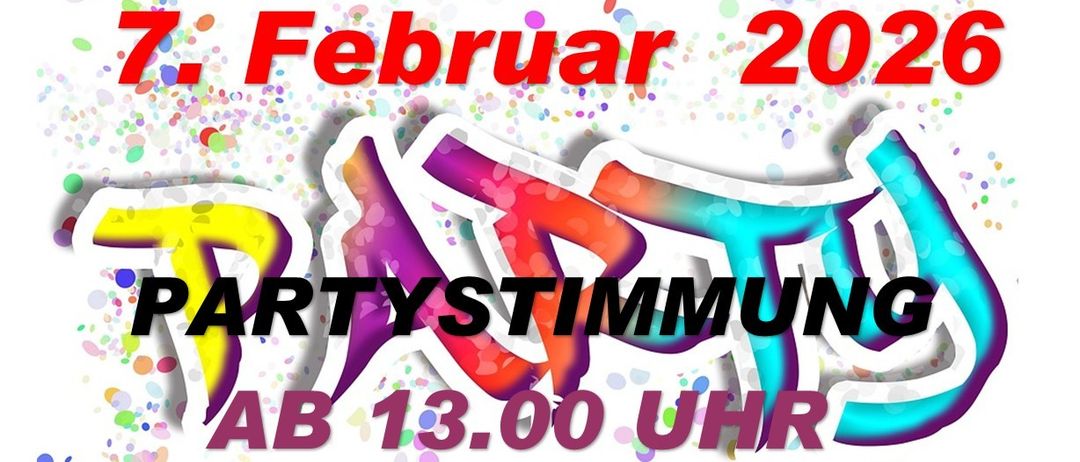 Plakat für eine Faschingsparty auf der Schweizeben, die alle in Kostümen einlädt, an den Feierlichkeiten am Samstag, 7. Februar 2026, ab 13 Uhr teilzunehmen.