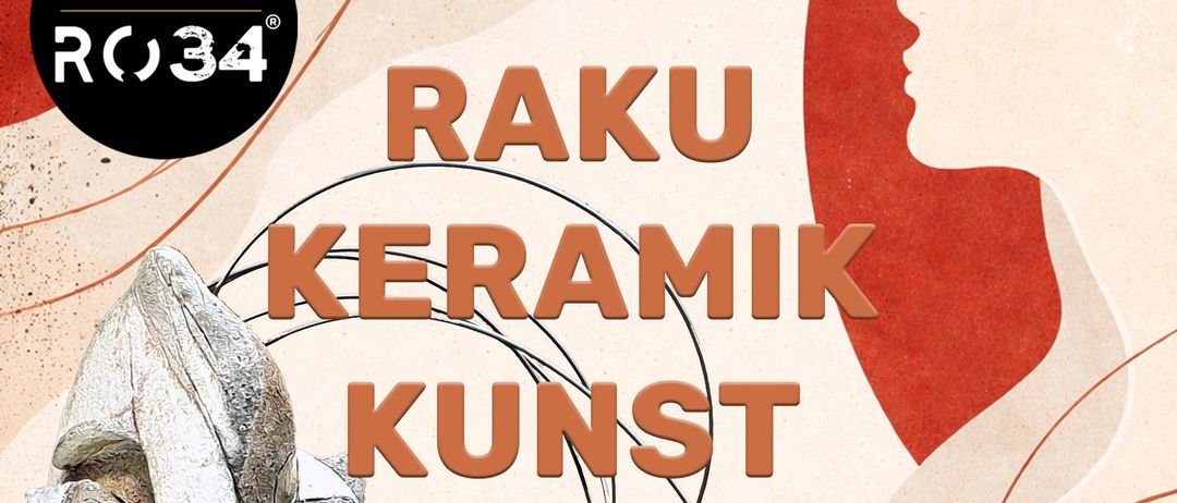 Plakat für Raku Keramik Kunst von Herta Weiß. Internationaler Frauentag am 5. März 2026 um 16:30. Ausstellung bis 28. März 2026 in der Galerie R034.