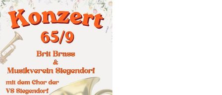 Plakat für ein Musikevent mit Brit Brass und Musikverein Siegendorf. Das Event findet am 17.05.2026 um 15:00 im Musikheim, Schaftriebgasse 4, 7011 Siegendorf statt.