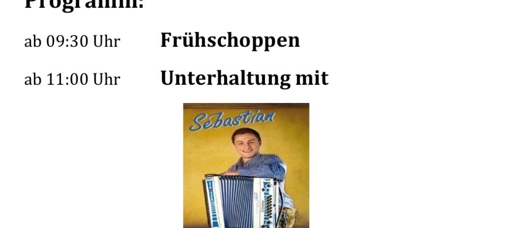 Ein Plakat für eine Veranstaltung am 13.09.2026 in der Gemeindehalle Grafenschachen. Die Veranstaltung beinhaltet ein morgendliches Frühstück, Unterhaltung mit Sebastian und eine große Verlosung um 17 Uhr. Ein kostenloser Shuttlebus wird angeboten.