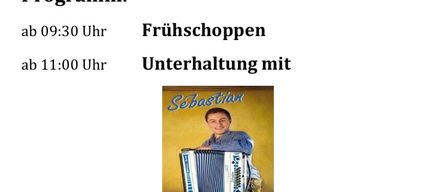 Ein Plakat für eine Veranstaltung am 13.09.2026 in der Gemeindehalle Grafenschachen. Die Veranstaltung beinhaltet ein morgendliches Frühstück, Unterhaltung mit Sebastian und eine große Verlosung um 17 Uhr. Ein kostenloser Shuttlebus wird angeboten.