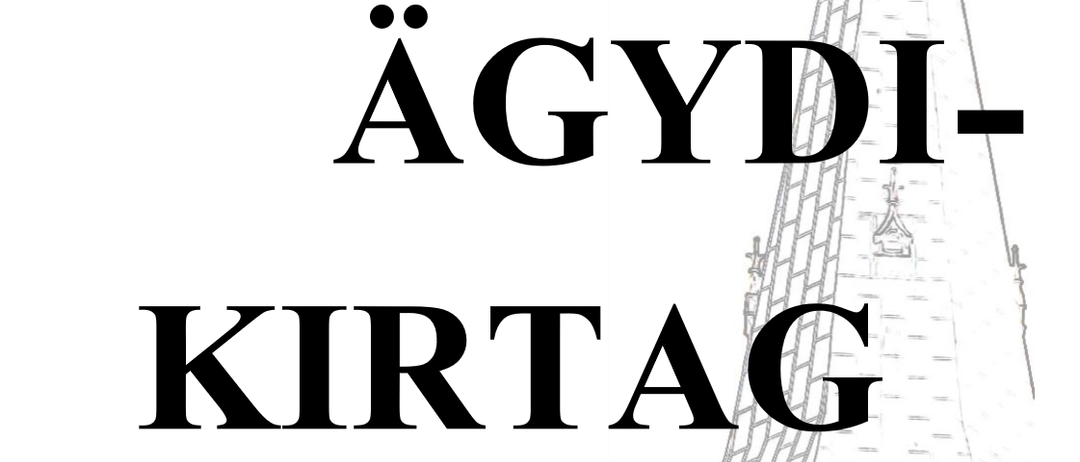 Ein Plakat für eine religiöse Veranstaltung am 31. August 2025. Es zeigt einen Kirchturm und einen Mann in einer Robe. Die Veranstaltung heißt Agydi-Kirttag und beinhaltet eine Pontifikalmesse um 9:30 Uhr.