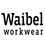 Waibel GmbH-Logo. Das Waibel Workwear Logo zeigt ein stilisiertes 'W' mit einem violetten Punkt oben und einem Kleinbuchstaben 'workwear' darunter. Der Text ist auf weißem Hintergrund.