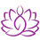 Yogaraum Laßnitzhöhe-Logo. Das Logo für Yogaraum Lassnitzhöhe, mit einer lila Blume und fetter lila Schrift auf schwarzem Hintergrund.