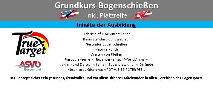 Bild des True Target Logos, mit einem Standard-Bogendesign, Vorschriften und Werten von Pfeilen. Das Konzept gewährleistet ein gesundes, freudvolles und vor allem sicheres Miteinander in allen Bereichen des Bogensports.