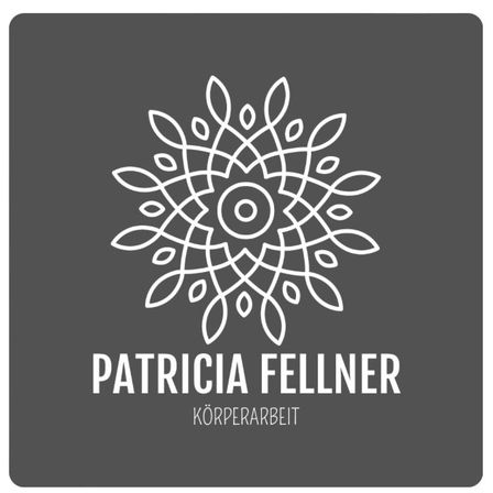 Ein Logo für Patricia Fellner, eine Körperarbeiterin. Das Logo zeigt ein kreisförmiges Muster mit Blättern und Spiralen. Der Text ist in fetten, großgeschriebenen Buchstaben.