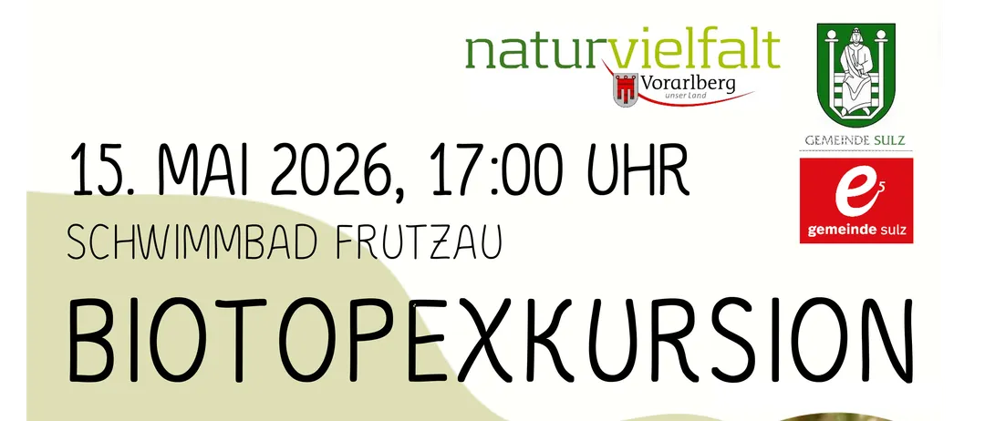 Veranstaltung am 15. Mai 2026, um 17:00 Uhr in Frustauf. Biotop-Exkursion von Agnes Steinerger und Johanna Kronberger. Erkunden Sie die reiche Artenvielfalt in der Natur, von Bäumen bis hin zu Pflanzen, und erfahren Sie ihre Bedeutung. Teilnahme kostenlos.