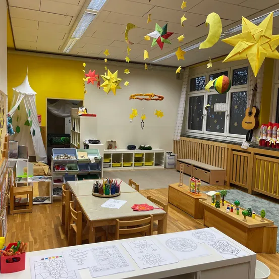 Indoors, Interior Design, Architecture, Building, School, Chair, Furniture, Kindergarten, Classroom, Wood