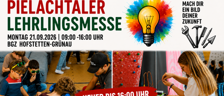 Plakat für die Nachtaler Dingsmesse-Veranstaltung mit einer Glühbirne und verschiedenen Aktivitäten. Die Veranstaltung wird bis 16 Uhr verlängert.