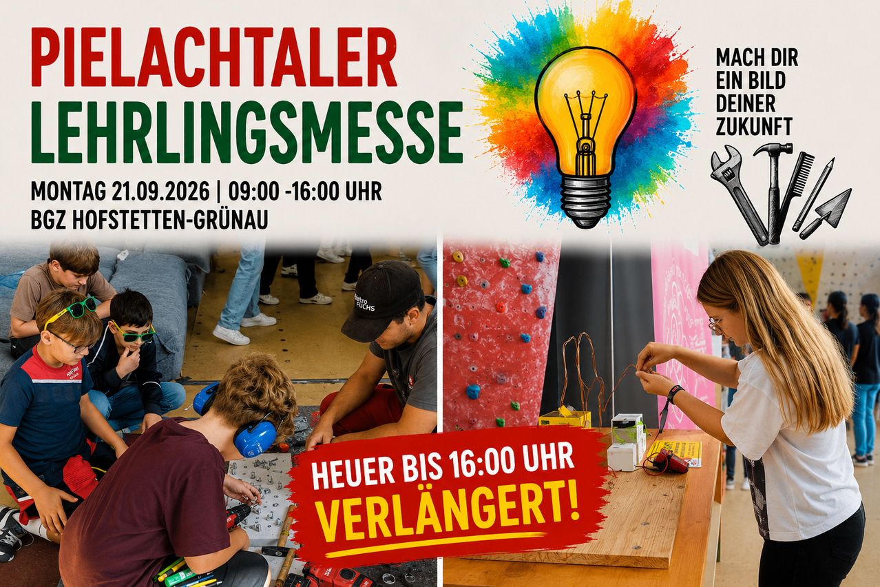 Plakat für die Nachtaler Erlingsmesse-Veranstaltung am 9. September 2026 mit Bildern von Menschen, die an Projekten arbeiten, einer Glühbirne und einem Schraubenschlüssel. Die Veranstaltung wird bis 16 Uhr verlängert.