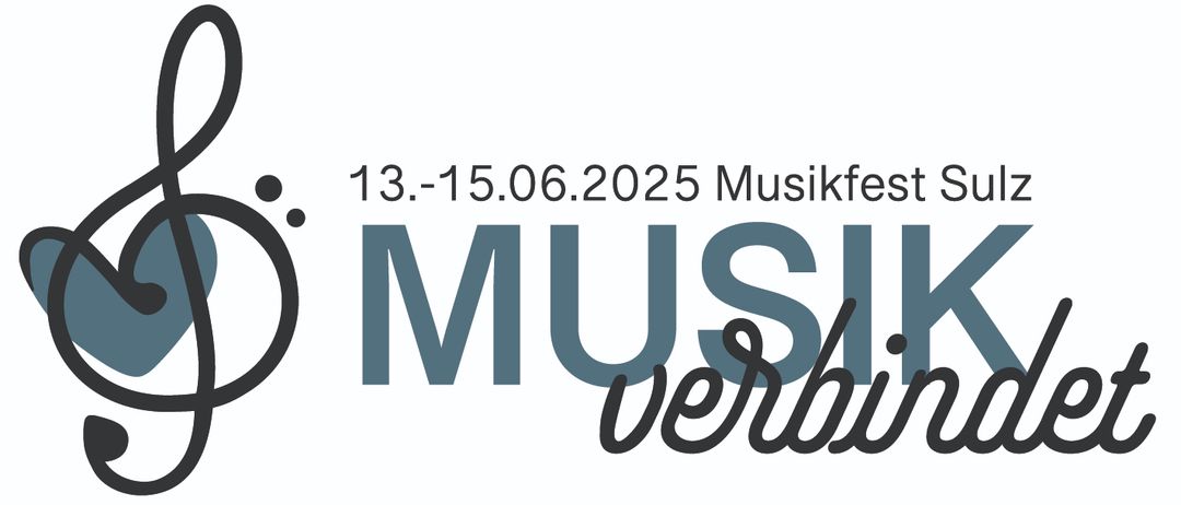 Das Bild zeigt einen weißen Hintergrund mit blauem Text. Es steht '13-15.06.2025 Musikfest' in großen, fetten Buchstaben, gefolgt von dem Wort 'MUSIC' in einer stilisierten Schreibweise und darunter das Wort 'verbunden'. Der Text ist zentriert und so gestaltet, dass er für eine Veranstaltungsankündigung ins Auge fällt.
