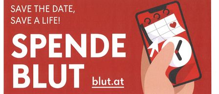 Plakat für Blutspende-Event. Datum: Donnerstag, 18.06.2026. Ort: Kaltenbach, KABOOM. Zeit: 15:00-20:00. QR-Code für Blutspende-Plus.