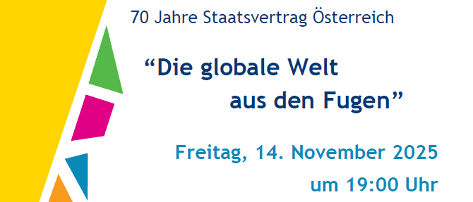Plakat für eine Veranstaltung mit dem Titel 'Die globale Welt aus den Augen' von Dr. Markus Reisner, PhD, geplant für den 14. November 2025 um 19:00 Uhr im Pfarr- und Gemeindezentrum Walpersbach. Kontakt für die Anmeldung: 02627/48344.