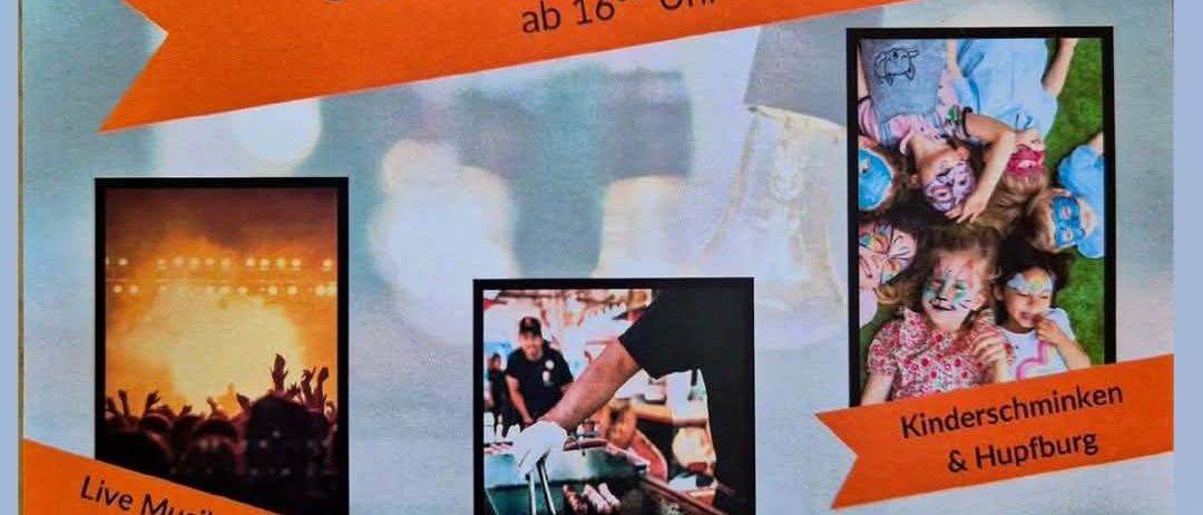 Ein Flyer bewirbt eine Veranstaltung bei Dorfwirt Gölles am Samstag, 14. Juni 2025, ab 16 Uhr. Es gibt Live-Musik von MIR IV, einen Grillstand und Aktivitäten für Kinder. Reservierungen sind telefonisch unter 03112/2360 möglich.