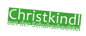 Ein grüner Banner mit weißem Text, der 'Christkindler Schuhschach' lautet. Er wird auf schwarzem Hintergrund angezeigt.