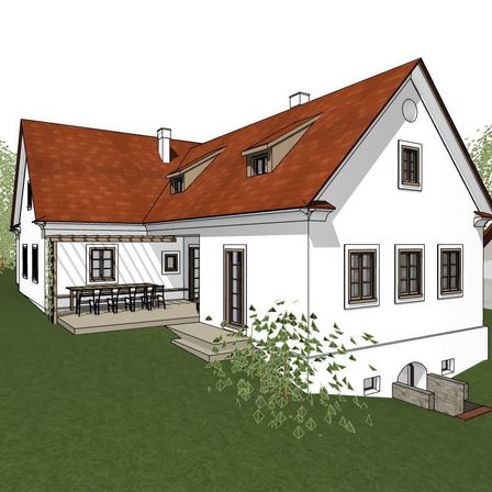 Bild enthält, Architecture, Building, Cottage, House, Housing, Grass, Plant, Lawn