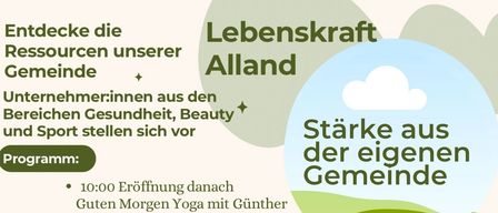 Der Flyer kündigt eine Veranstaltung in verschiedenen Bereichen von Gesundheit, Schönheit und Sport an. Geplante Aktivitäten umfassen Yoga, einen Vortrag über gesundes Leben, Kindervorlesungen, Fitness-Sessions, Gruppenfrequenz, eine Bibliotheksberatung, eine Demonstration und Tanzkurse. Die Veranstaltung wird auch einen Thermomix-Kochwettbewerb, einen Informationsstand und mehr beinhalten.