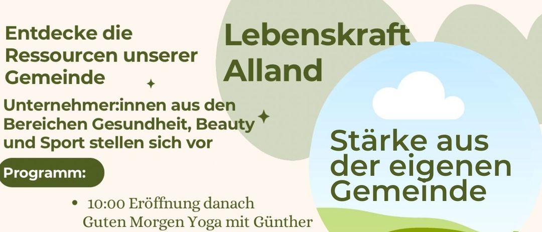 Der Flyer kündigt eine Veranstaltung in verschiedenen Bereichen von Gesundheit, Schönheit und Sport an. Geplante Aktivitäten umfassen Yoga, einen Vortrag über gesundes Leben, Kindervorlesungen, Fitness-Sessions, Gruppenfrequenz, eine Bibliotheksberatung, eine Demonstration und Tanzkurse. Die Veranstaltung wird auch einen Thermomix-Kochwettbewerb, einen Informationsstand und mehr beinhalten.