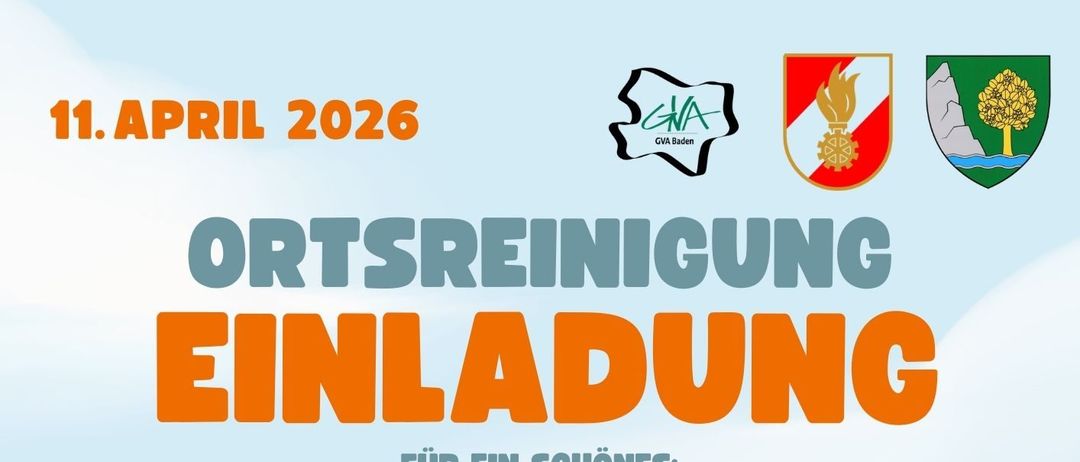 Ein Plakat wirbt für eine Gemeindereinigungsaktion in Alland, Groisbach und Maria Raisenmarkt. Es lädt die Einwohner ein, weggeworfenen Müll zu sammeln und so zum sauberen Erscheinungsbild der Gemeinde beizutragen. Die Aktion dauert etwa zwei Stunden und bietet Handschuhe und Säcke. Nach der Aktion gibt es ein Treffen im örtlichen Feuerwehrhaus.