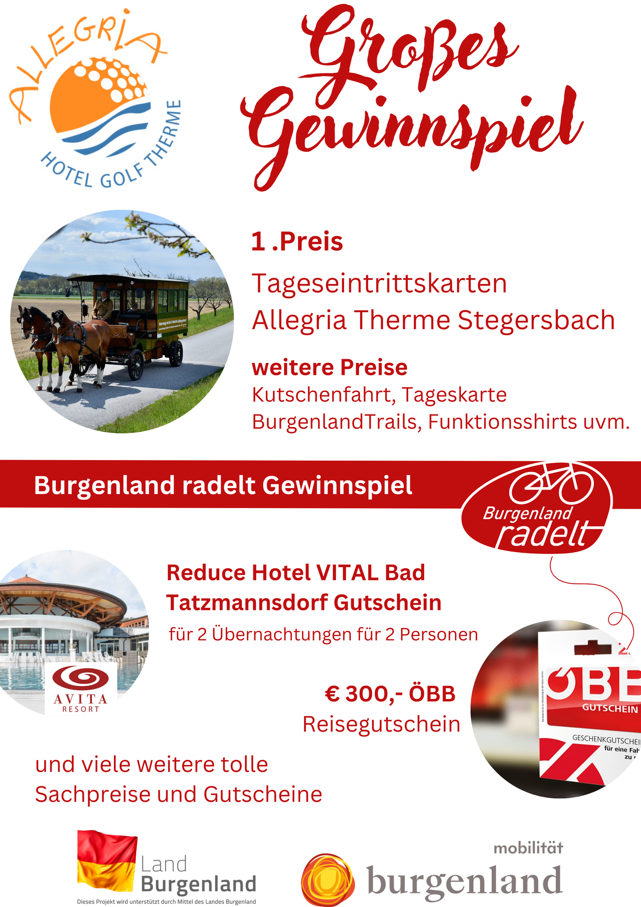 Werbung für ein Hotel mit einer Pferdekutsche. Bietet Tageskarten, Spa-Behandlungen und weitere Preise. Beinhaltet einen Hotelgutschein für zwei Übernachtungen für zwei Personen.
