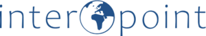 Das Logo zeigt den Schriftzug 'inter' in blauer Schrift und 'point' in roter Schrift, mit einer stilisierten Weltkugel in der Mitte. Die Weltkugel ist blau und weiß und deutet auf einen Fokus auf globale Konnektivität hin.