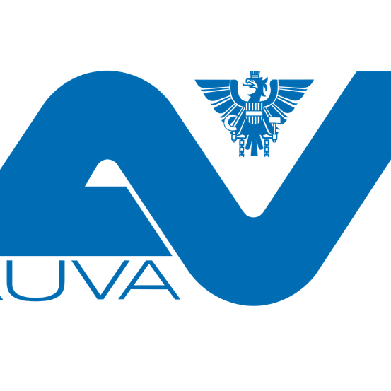 Das Logo zeigt einen stilisierten Buchstaben 'N' mit einem blauen Adleremblem darüber, vor schwarzem Hintergrund. Der Schriftzug 'Nuva' steht in Weiß am unteren Rand.