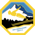 Illustration eines Skifahrers in der Luft über einem Berg mit dem Text 'WSV OBENAUDORF 1905 E.V.' darunter.
