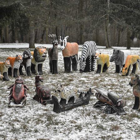 Bild enthält, Bear, Zebra, Bird, Dinosaur, Antelope, Cow, Outdoors, Mortar Shell, Nature, Tiger