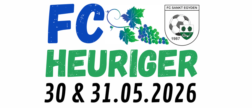 Ein Poster mit dem Text Heuriger oben und dem Datum 30 & 31.05.2026 darunter in schwarzer Schrift.