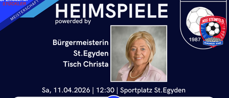 Home games on April 11, 2026. At 12:30, U15 vs. ASV Oberwaltersdorf. At 14:30, U23 vs. SC Neunkirchen. At 16:30, KM vs. SC Neunkirchen. The canteen is open.