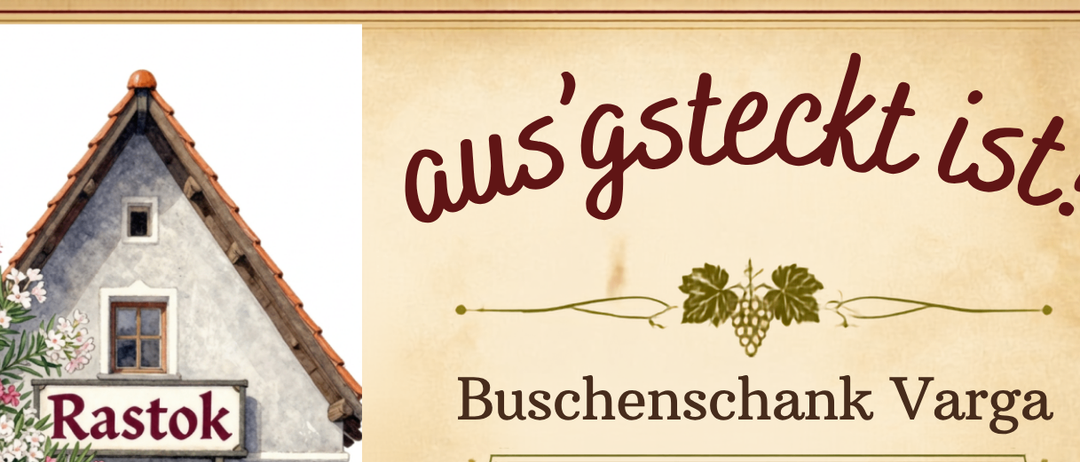 Eine Illustration eines Hauses namens Rastok mit einem Garten voller rosa Blumen und einem Tisch im Freien. Das Haus ist vom 1. August bis 8. August 2026 täglich ab 11 Uhr geöffnet.