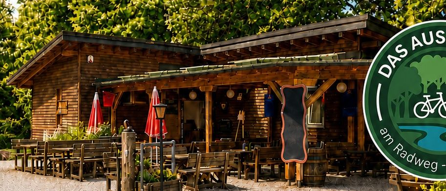 Ein Plakat, das Live-Musik und Grillabende in einem rustikalen Restaurant im Freien ankündigt, mit Terminen und Bands.