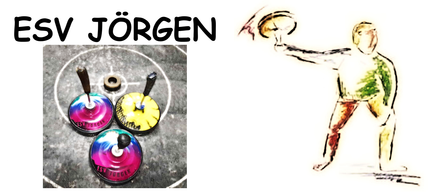 An image of three colored spinning toys with the word Jorgen. On the right side, there is a sketch of a man throwing the toys.