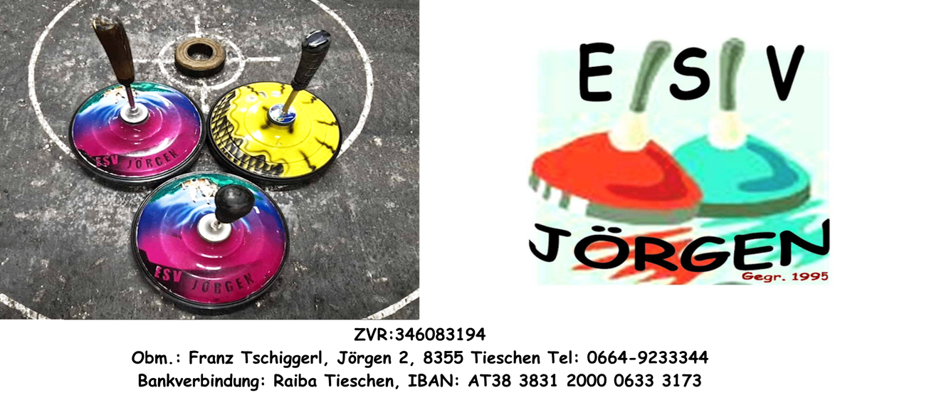 Ein gelbes und schwarzes Werkzeug liegt auf einer Betonfläche mit einem weißen Kreis darum. Daneben ist eine Illustration eines roten Objekts mit dem Text 'E JOR' in schwarzer Schrift. Unten steht eine Nummer 'ZVR:346083194' und Kontaktdaten.