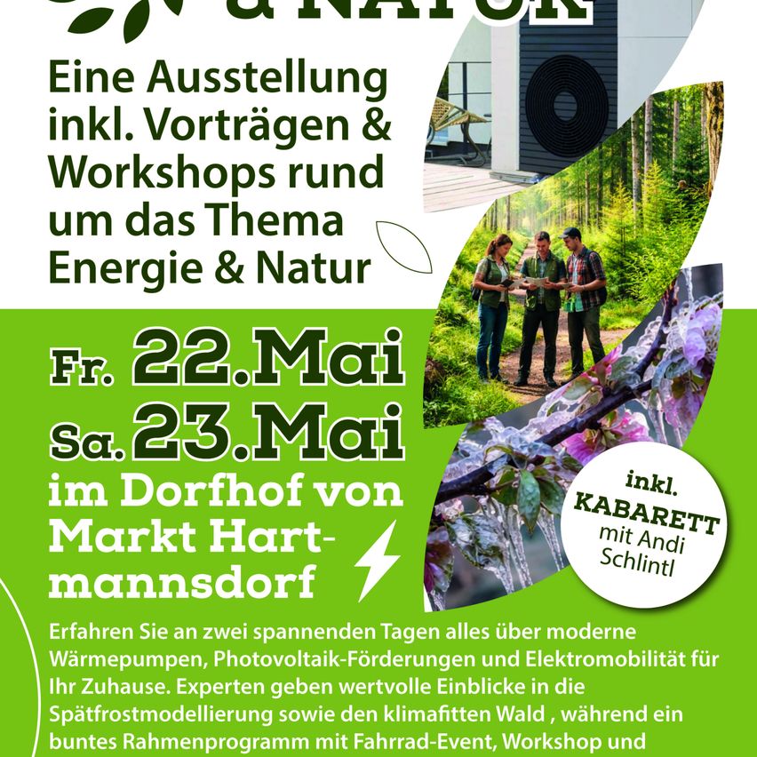A two-day exhibition about modern heat pumps, photovoltaic subsidies, and electromobility. Experts offer valuable insights into late frost modeling and climate-friendly forest, accompanied by a rich program of bike events, workshops.
