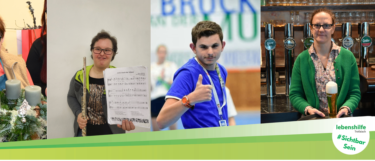 Zwei Personen, eine mit einer Flöte, scheinen an einer musikalischen Veranstaltung teilzunehmen. Ein anderer Mann gibt einen Daumen hoch.