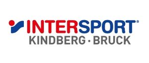 Das Logo für Intersport Kindberg Bruck, auf weißem Hintergrund dargestellt. Das Logo zeigt den Markennamen Intersport in Blau und Rot, mit dem Text Kindberg Bruck darunter.